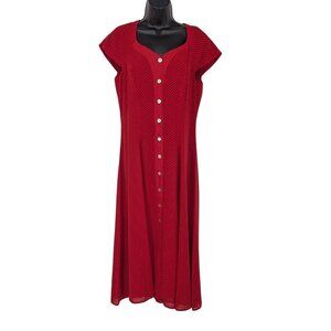 Vtg Coldwater Creek Polka Dot Midi Dress Y2K Classic A Line Office Size 8 Petite